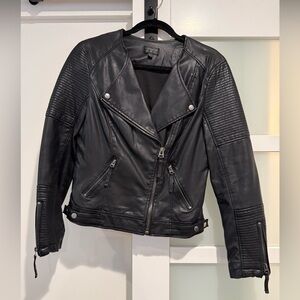 Topshop Black Faux Leather Moto Jacket size 6
